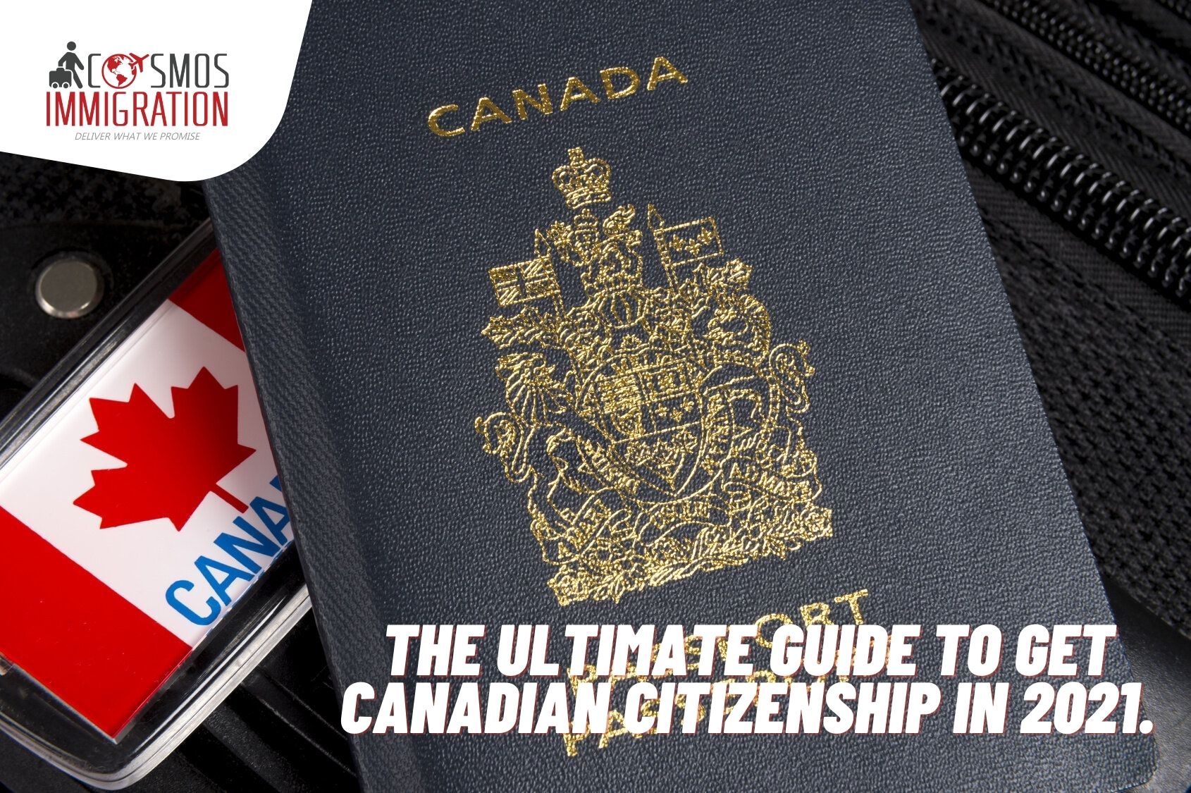 Canadian Passport with Canadian Flag