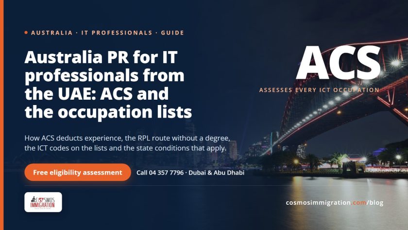 Australia PR for IT professionals from the UAE: ACS and the occupation lists