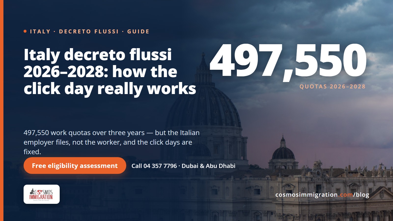Italy decreto flussi 2026–2028: how the click day really works