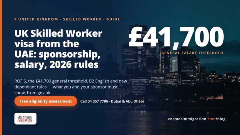 UK Skilled Worker visa from the UAE: sponsorship, salary, 2026 rules