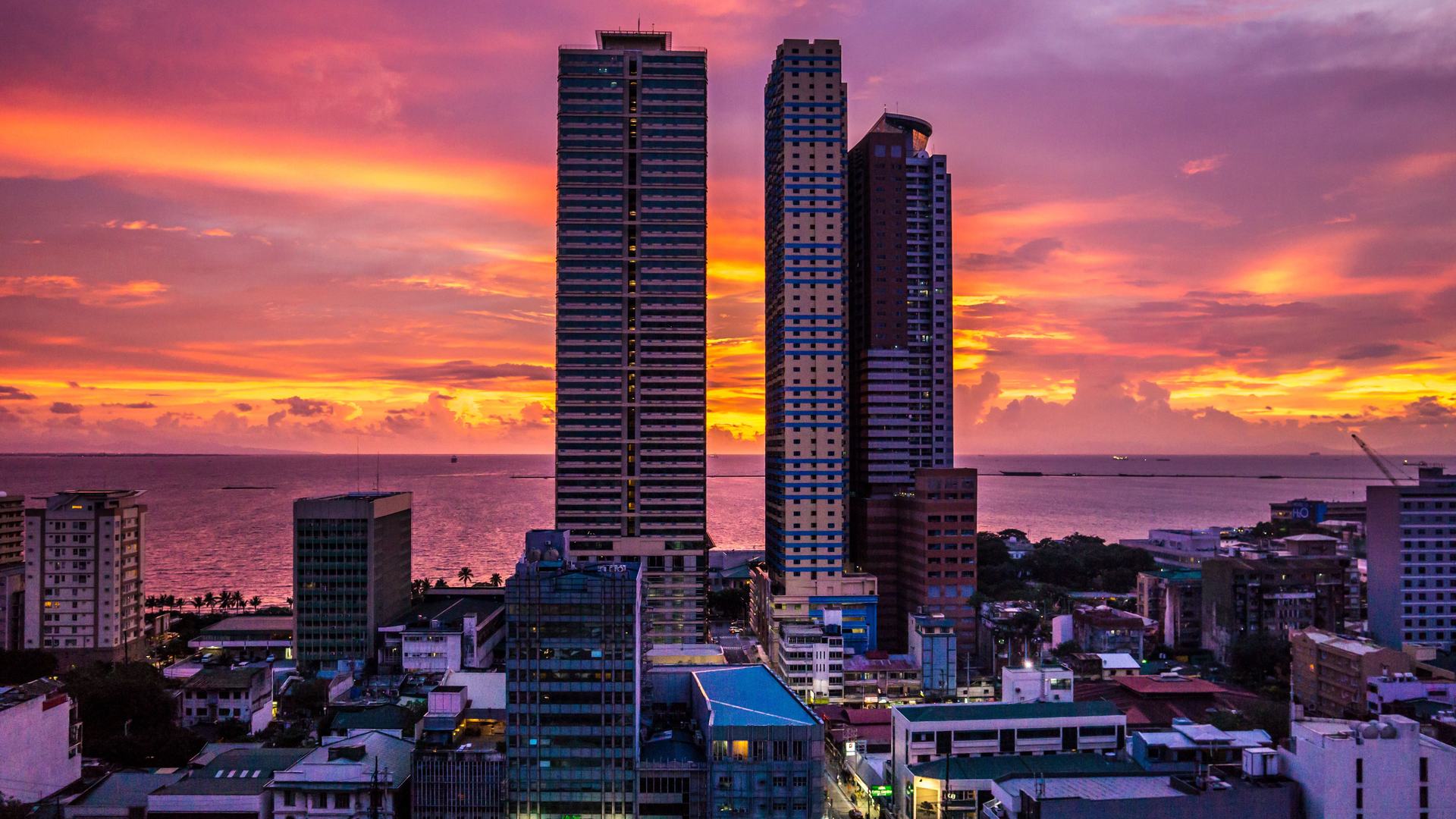 Manila skyline at dusk, Philippines